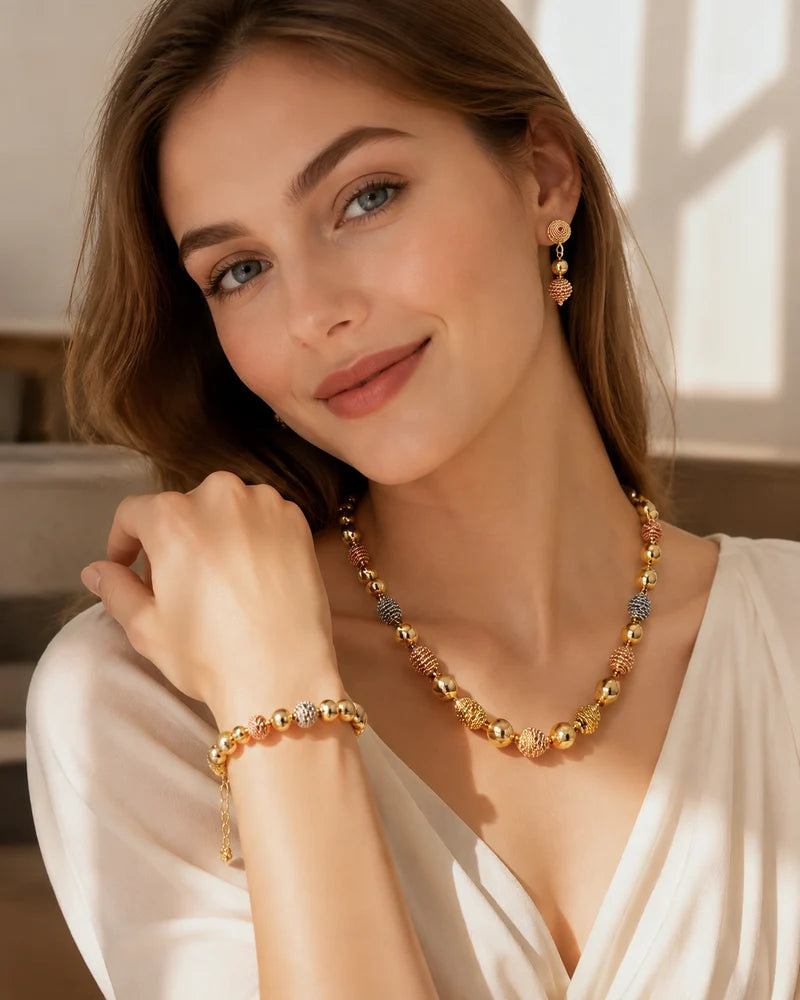 Tri-Color Gold Jewelry Set