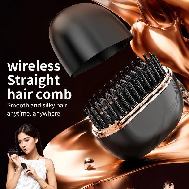 Mini Hair Straightener Comb – Wireless Portable USB Rechargeable