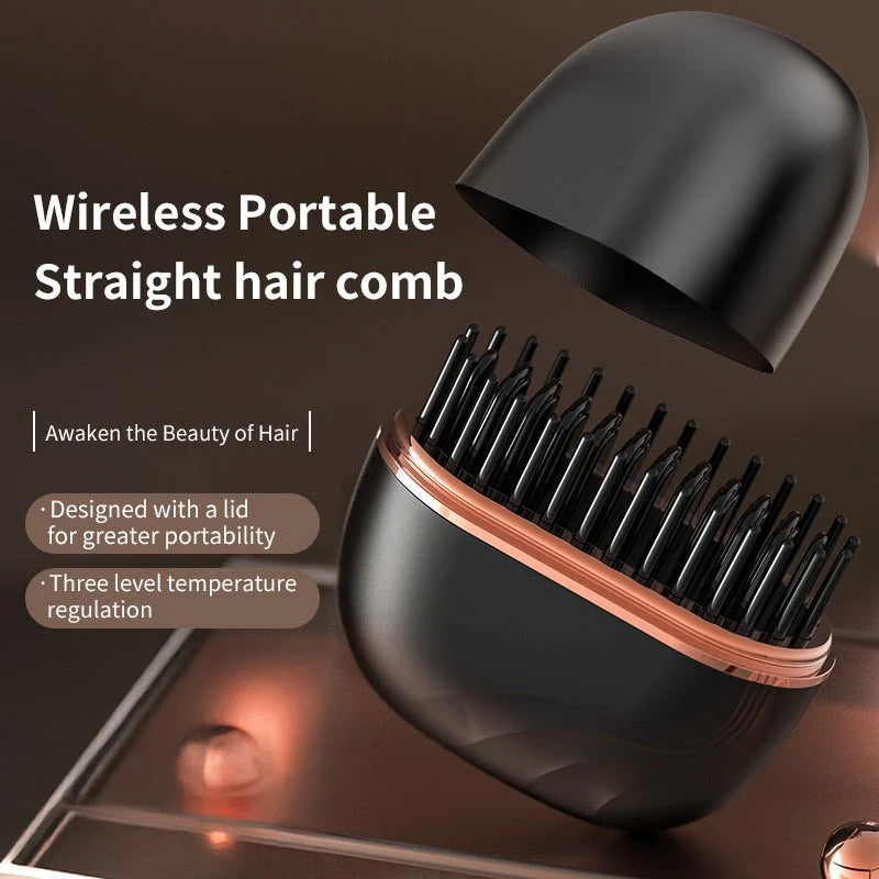 Mini Hair Straightener Comb – Wireless Portable USB Rechargeable