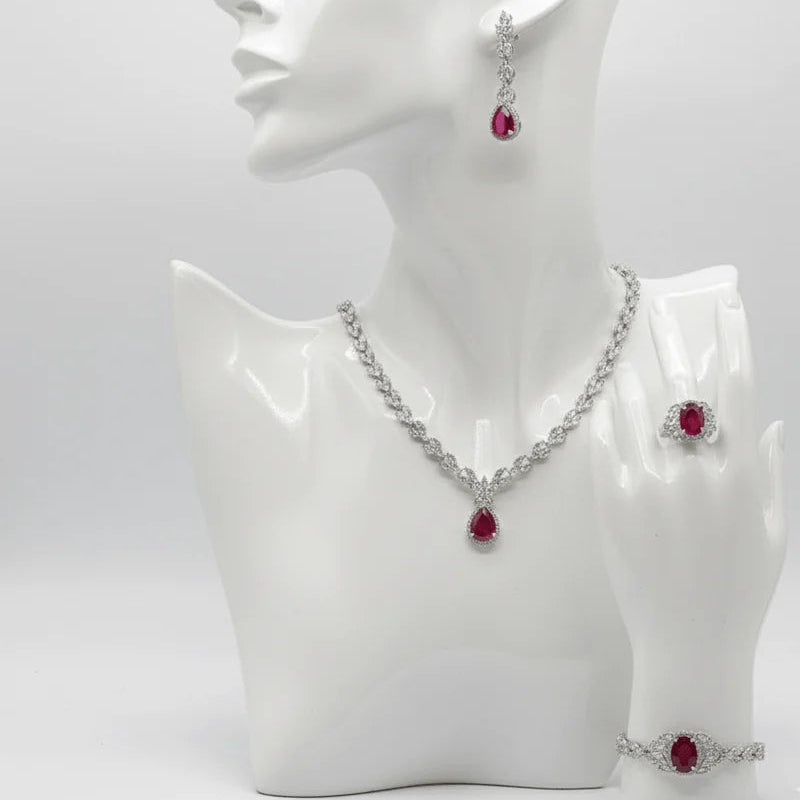 Crimson Teardrop Jewelry Set